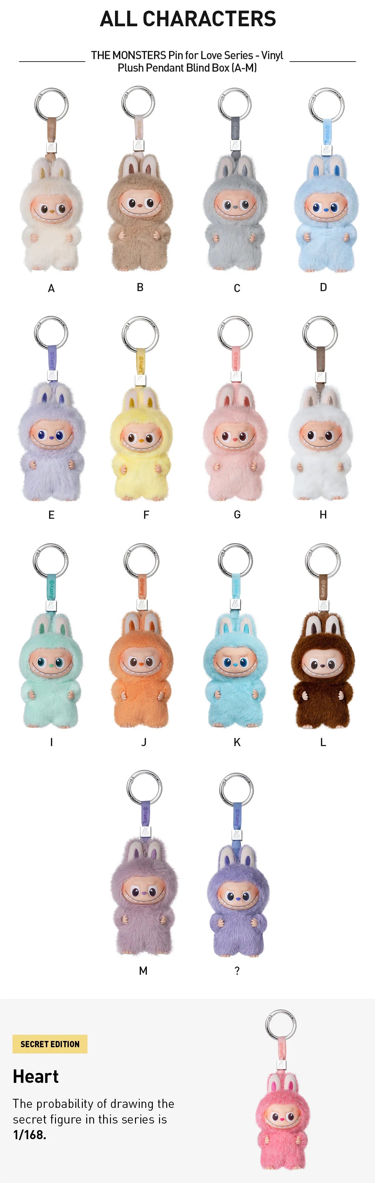 Labubu Pin For Love (Keychain 10.5cm) (A-M)